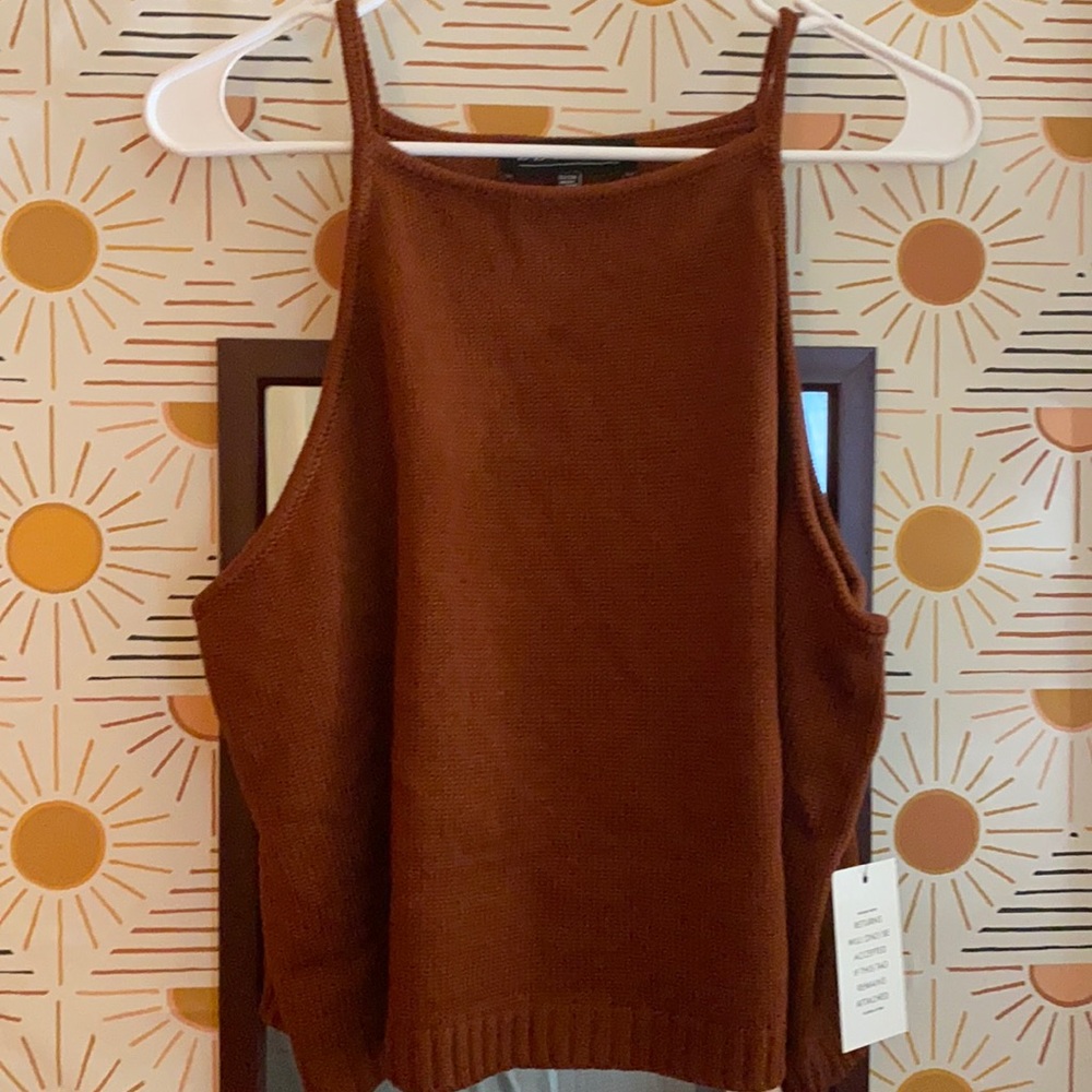Eloquii rust cropped halter sweater top